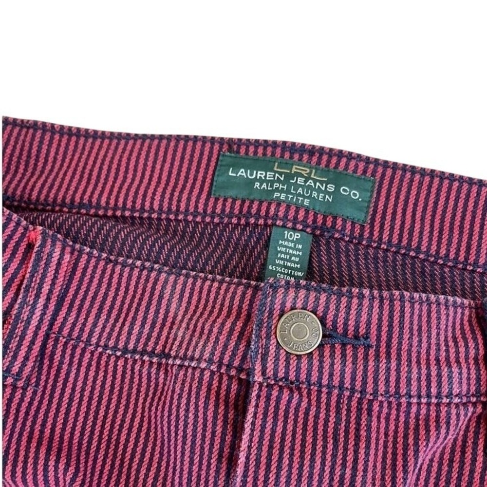 Lauren Ralph Lauren Straight Leg Pinstripe Pants Burgundy Navy Blue Women 10P - Picture 2 of 7